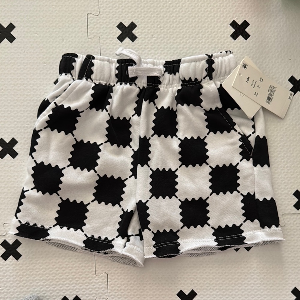 Grayson Mini Black and White Checkered Shorts 18m